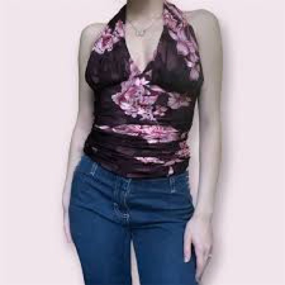 JS collections silk blend floral printed halter corset top size 14 - Picture 14 of 14